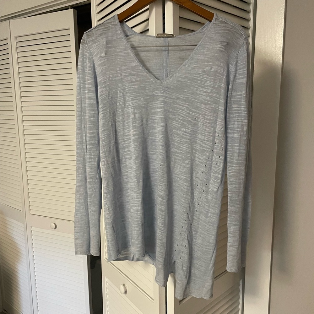 White and Warren light blue sweater